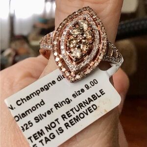 Natural Champagne & White Diamond Ring